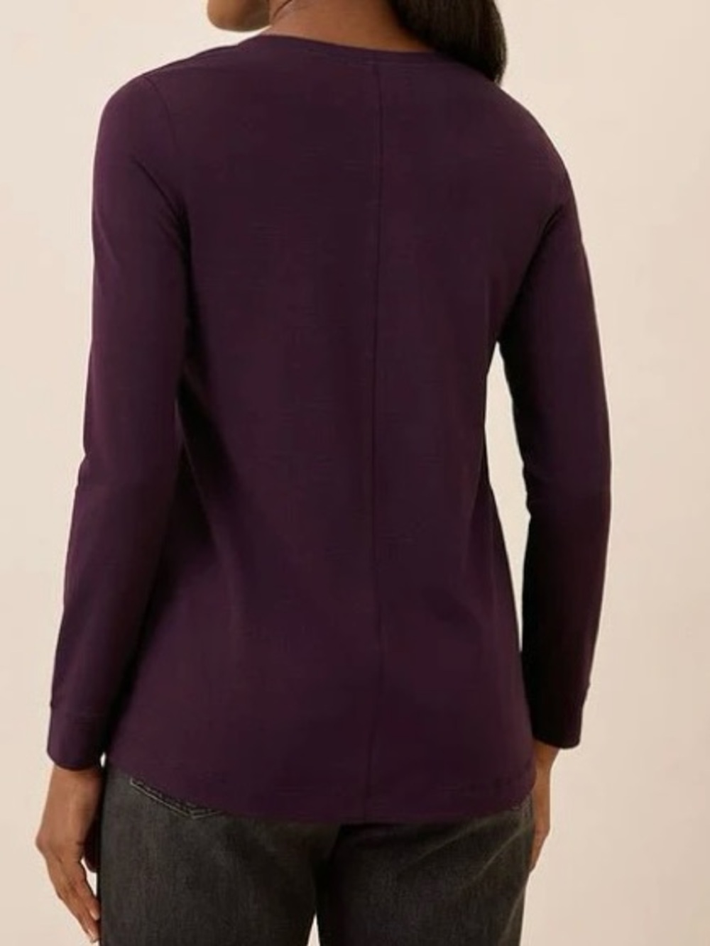 Pact Women’s Luxe Stretch Jersey Swing Long Sleeve Tee Berry Jam Purple Cotton - Picture 3 of 7